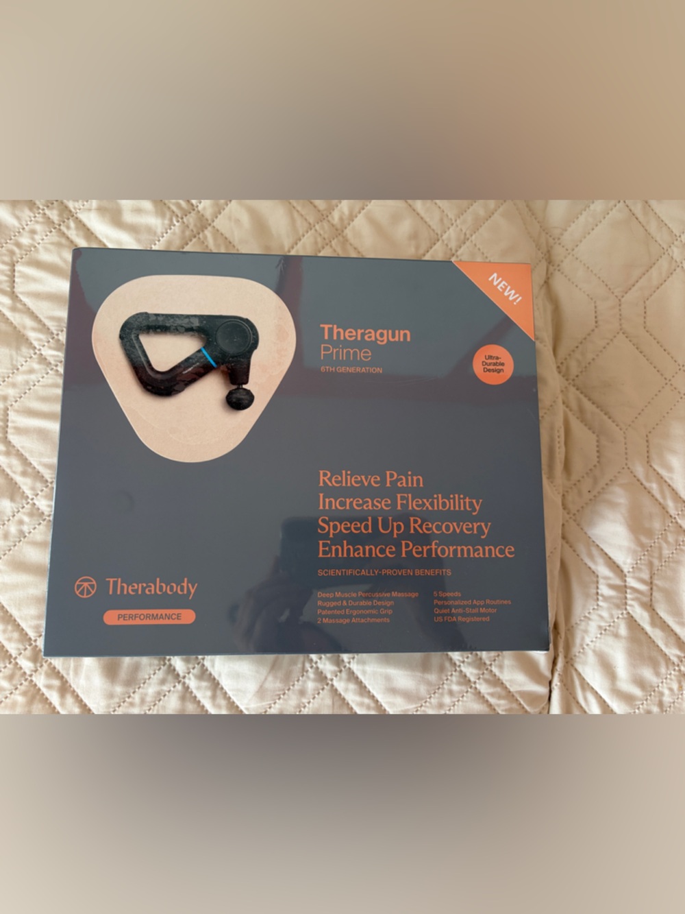 Therabody Theragun Prime Percussive Massager - Black & Orange Accents